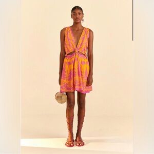 Farm Rio Orange Pineapple Love Mini Dress